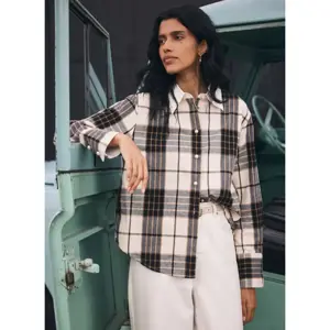 Mint Velvet Neutral Checked Cotton Shirt